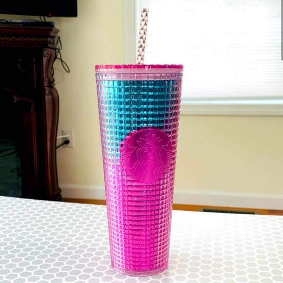 Starbucks Pink & Blue Grid Ombre Tumbler Cold Cup